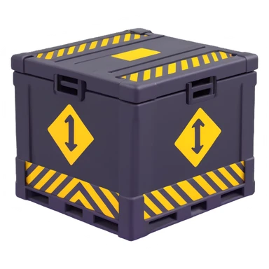 industrial crate, yellow hazard markings, rugged look sticker