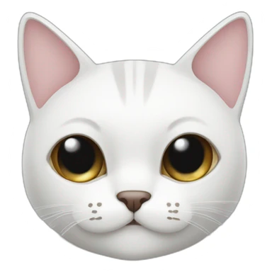 Gato color blanco con una mancha negra en su cara de lado derecho sticker