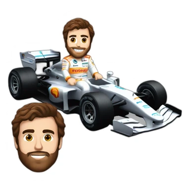 Fernando Alonso con coche de fórmula uno sticker