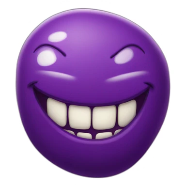 Purple bean with large toothy smile evil grin sticker
