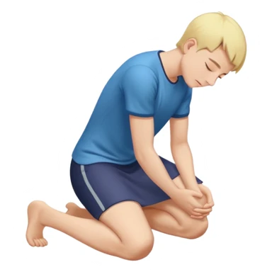 person kneeling and bowing with forehead and arms on the ground, simple and clear sticker
