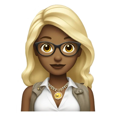 blonde girl with stylish accessories working in marketing sticker