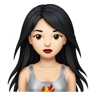 Chilli from TLC with long black hair, silver outfit sticker