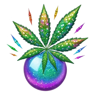 multicolor glitter bomb with weed sticker