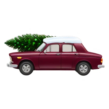 Christmas burgundy Car with Christmas Tree  sticker