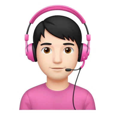 guy with black hair and pink headset sticker