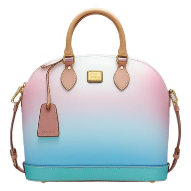 Realistic pastel pink to pastel blue ombre dooney and bourke domed satchel purse.  sticker
