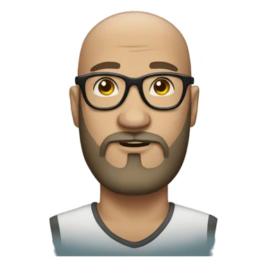 Tattooed bald man with beard and glasses sticker