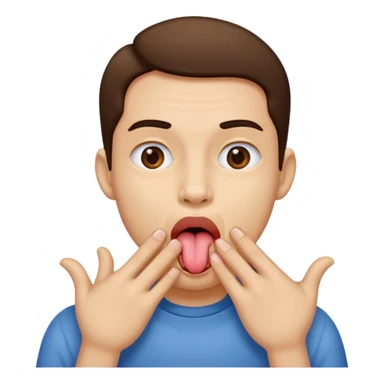 person with tongue out and hands on the side of their mouth scooping out  sticker