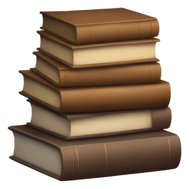 A stack of 5 books with different shades of brown sticker