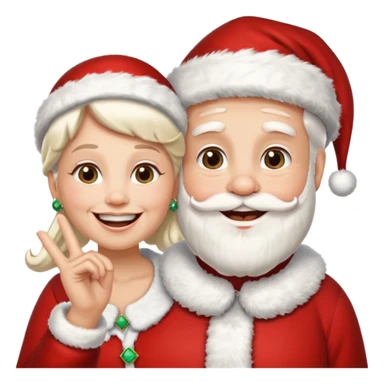 SANTA Y MAMA CLAUSE SONRIENDO CON ORTODONCIA EN DIENTES Y MANO SALUDANDO sticker