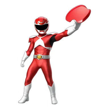 red power ranger full body saying bye with his left hand sticker