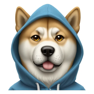 akita wearing a hoodie that has the word king wrote on it  sticker