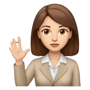 A teacher teaching in class, with brown eyes and brunr sticker