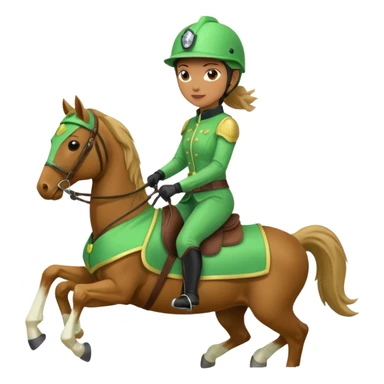 Emoji of a woman riding a green horse sticker