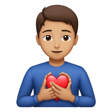 A person with their eyes closed and a small smile, holding their hand on their chest. Inside their mind, a vivid, glowing image of a heart  Their body is still tense, but the anchor of excitement keeps them grounded. sticker