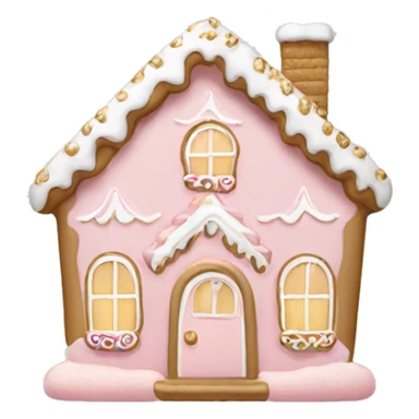 light pink and gold and white gingerbread house sticker