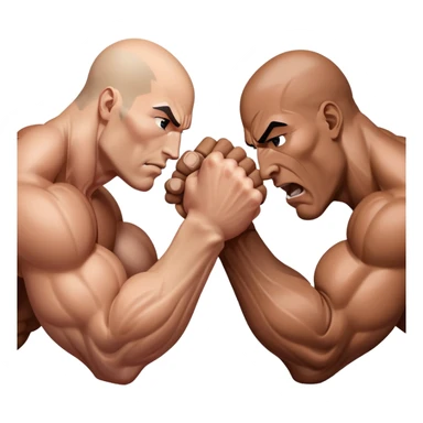 Two hands locked in an intense arm wrestling match, muscles straining as they battle for dominance. The background is minimal, focusing on the power and tension of the gripping hands, showcasing strength and determination. Transparent background. sticker