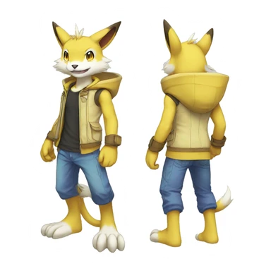 Cute cool anthro Digimon-Pokémon-animal full body sticker