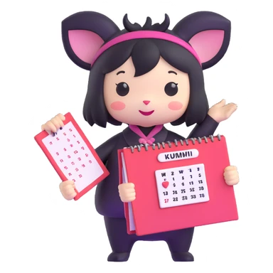 kuromi holding a calendar sticker