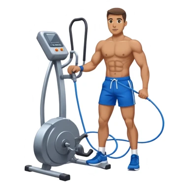 fit man with blue shorts using cable-machine sticker