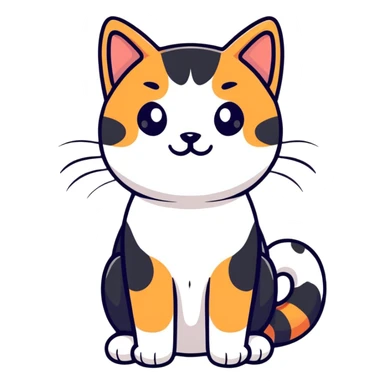 playful calico cat with paw up sticker
