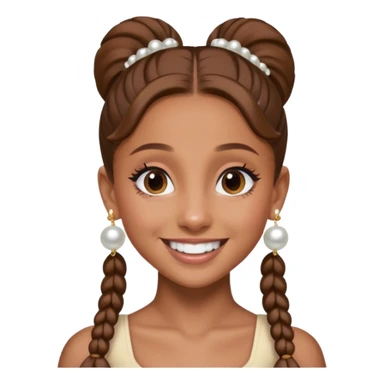 Ariana grande with a brown pony tail and pearl earrings  sticker