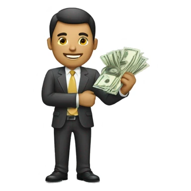 business man with money  sticker