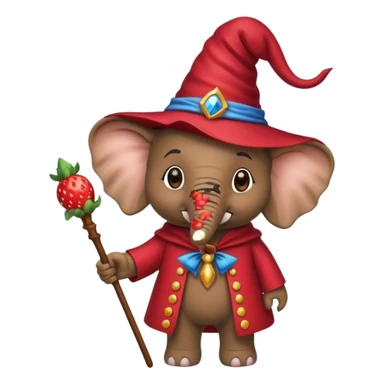 Elephant strawberry wizard sticker