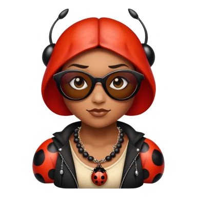 a badass villain ladybug thug with sunglasses and a necklace on sticker