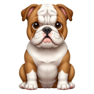 cute bulldog sitting front view sticker