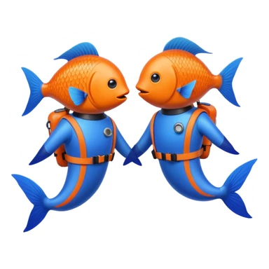 Two fish decompressing in one diver’s suit  sticker