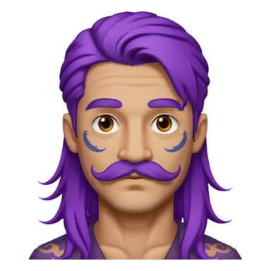  long purple haired man, mustached and face tattoes sticker
