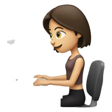 brunette girl typing on computer  sticker