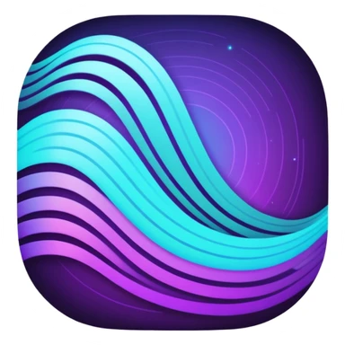 futuristic minimalistic icon, holographic wave symbolizing "Many voices. One purpose. One future", glowing purple and cyan lines, dark sci-fi background, no face, abstract unity design, 1:1 aspect ratio
 sticker