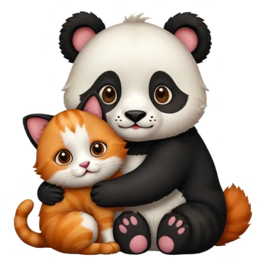 Panda hugging a calico cat with half its face ginger and the other half black sticker