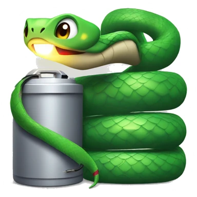 A snake with a flashlight as a head and his tail connected to a car battery sticker