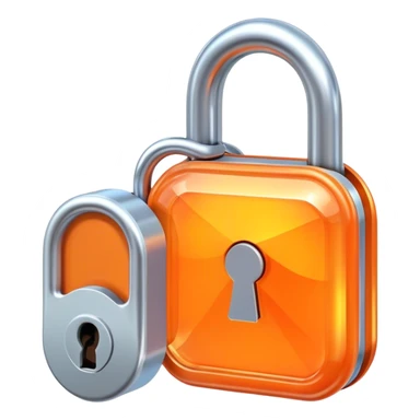 Holographic and glassmorphic orange lock sticker