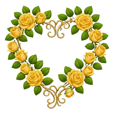 heart-shaped gold vine with roses border sticker