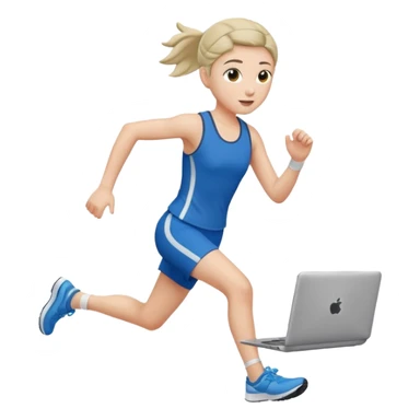 olive running holding a laptop sticker