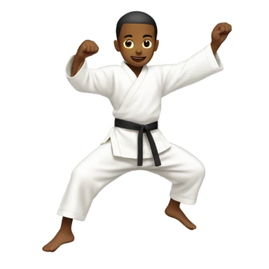 boy in karate ghee doing a jumping kick sticker
