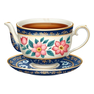 A pretty teacup with hot tea  sticker