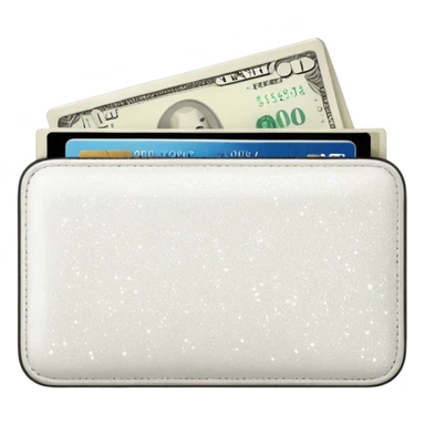 glitter white wallet with money and card sticker