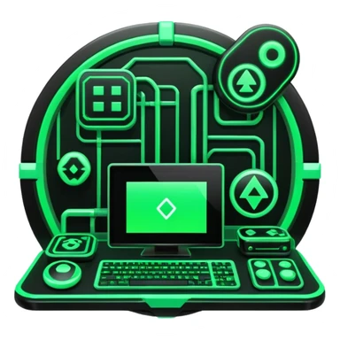 Modern Black And Green Cyber Gaming Aesthetic Scenery Deco sticker