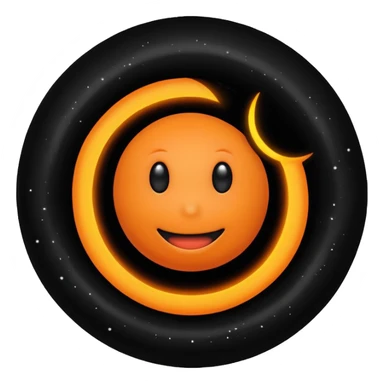 make a blackhole, accretion disk and all, with an orange smiley face, black head, orange ring, orange eyes, orange mouth, no other details sticker