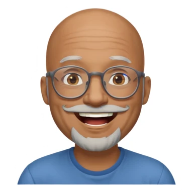 bald headed brown man gray beard glasses laughing sticker