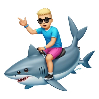 Bad Bunny riding a shark emoji sticker