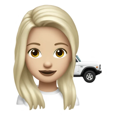 New white ford bronco with white girl balck hair sticker