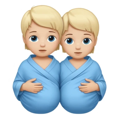 Twin swaddled babies in blue, short blonde hair sticker