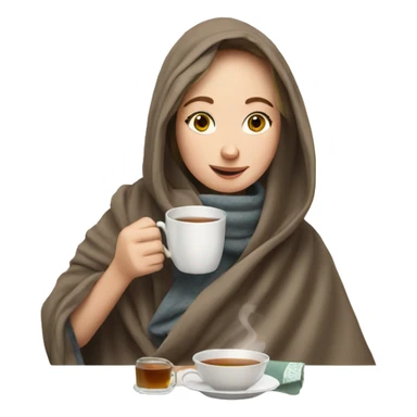 White Girl drinking tea with blanket on sticker